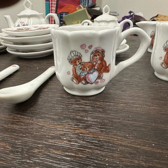 Vintage White Tea Set Made in Japan with Bear Design For Children - Picture 6 of 6